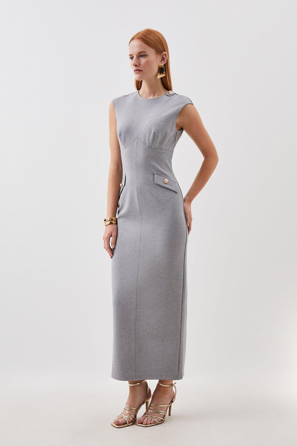 Grey midi dress sales for wedding guest